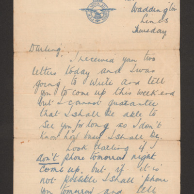 Letter from Harry Brooks to his wife